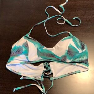 Green leafy two piece bathing suit